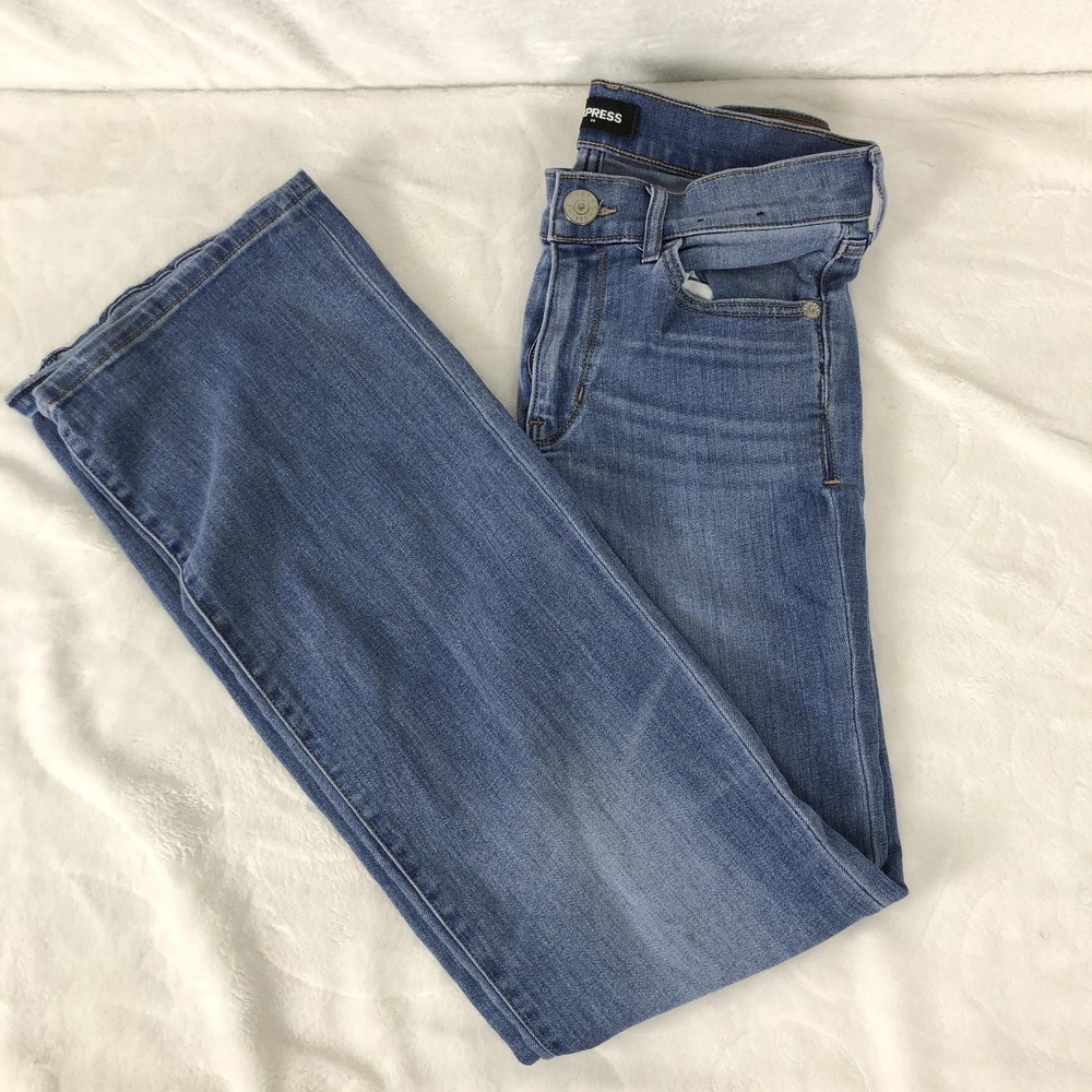 Express Jeans Womens 2R Blue Barely Boot Mid Rise Stretch Denim Pants Bootcut